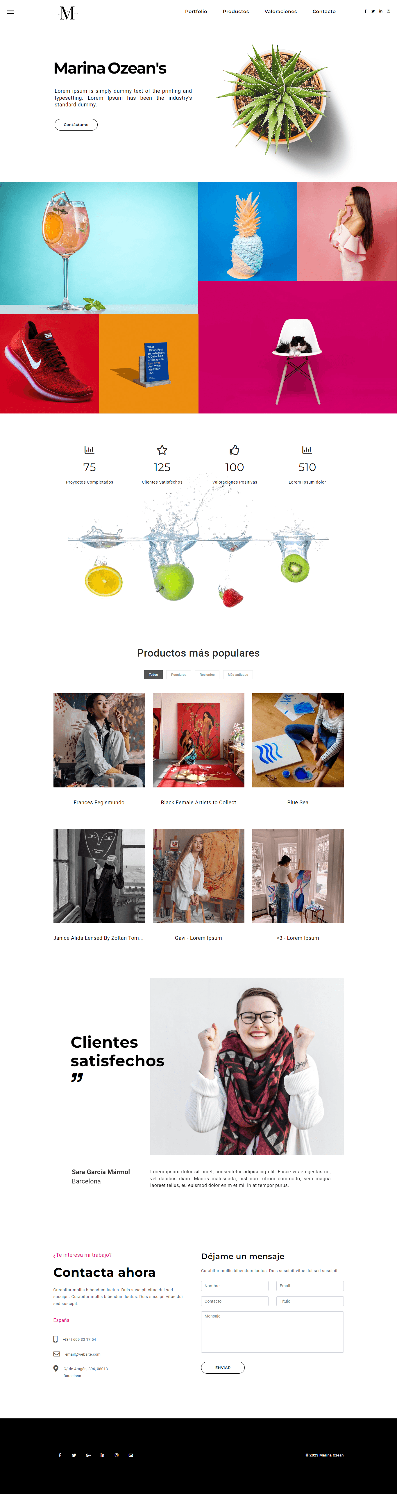 Marina Ozean - E-commerce y Portfolio Creativo - Captura 1