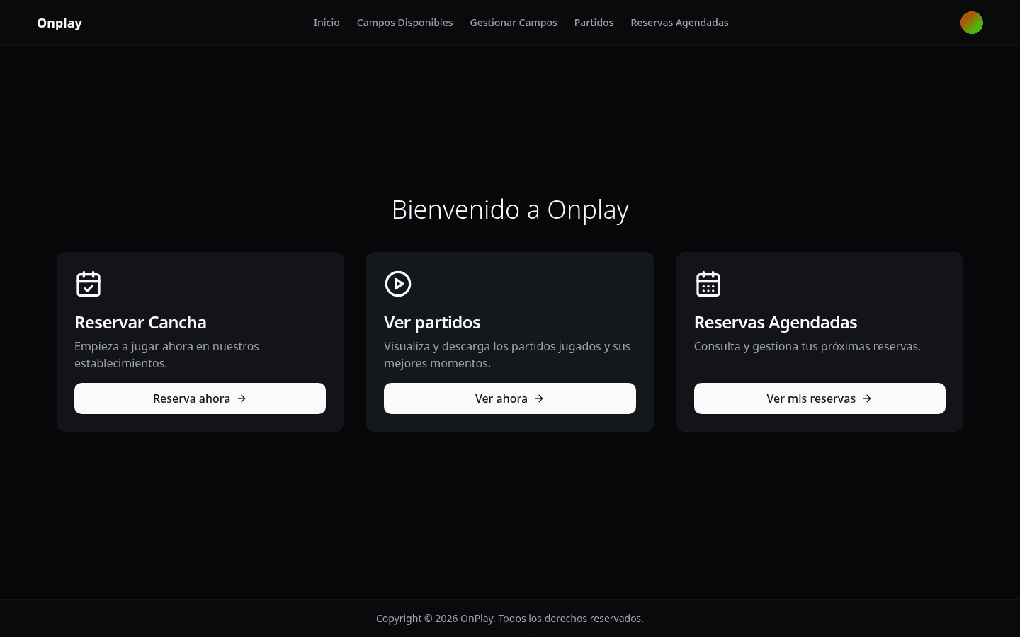 Onplay - Plataforma de Reservas de Pistas Deportivas